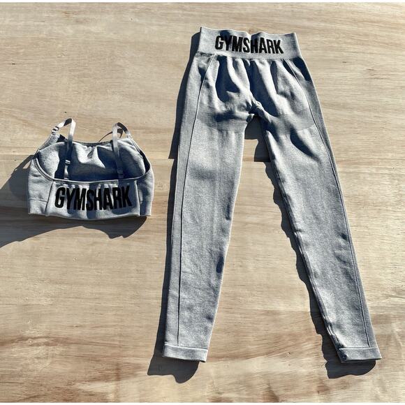 Gym Shark Gray Gym Set Size Small‎ Set Leggings and Sports Bra Fitness Workout - Picture 1 of 5